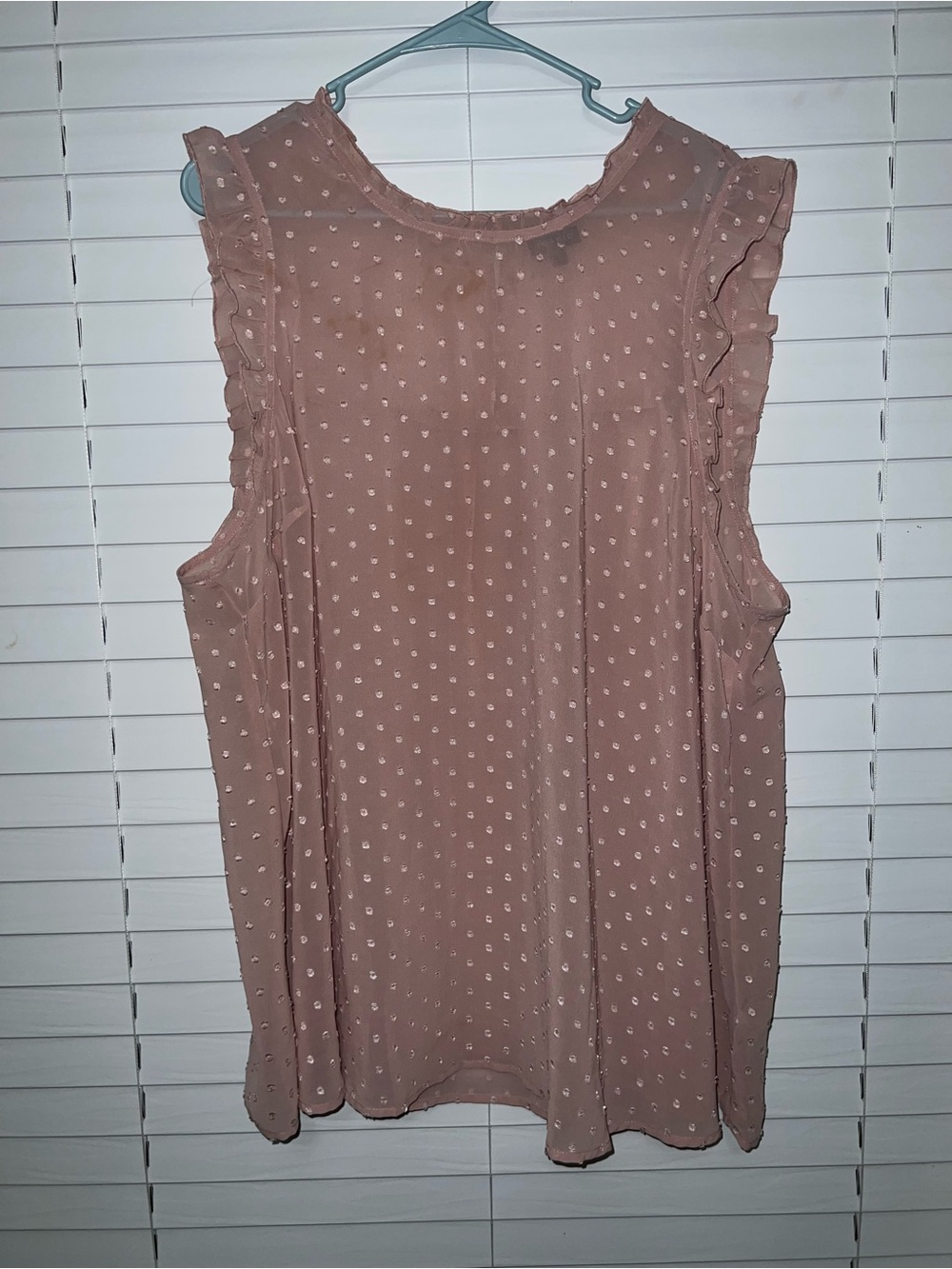 Torrid Sleeveless Swiss Dot Ruffle Shell Top - Dusty Rose